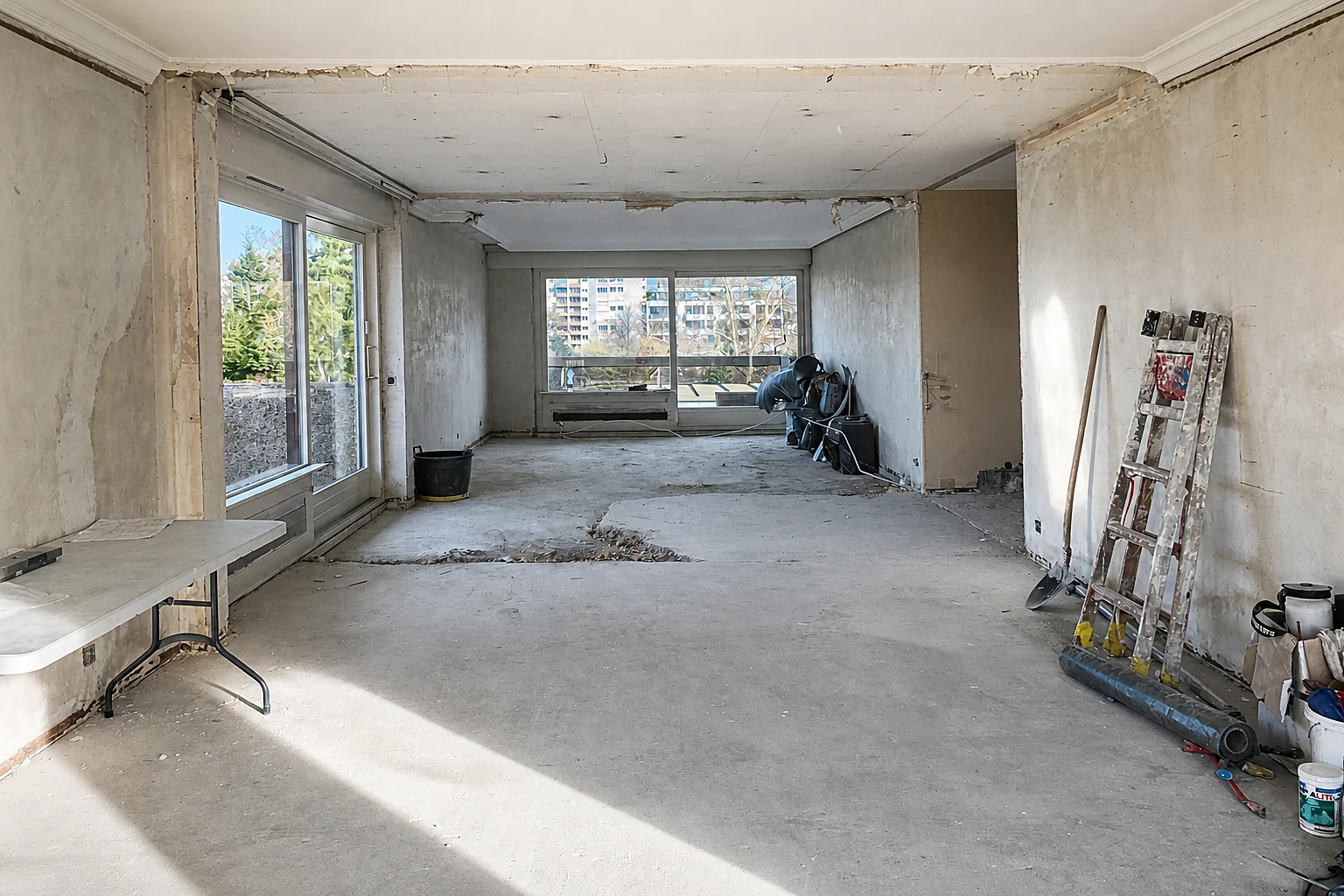 Appartement pendant la phase de démolition